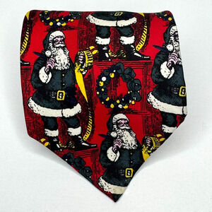 Ferrell Reed Tie Mens Christmas Santa's List 100% Silk Handmade In USA Necktie
